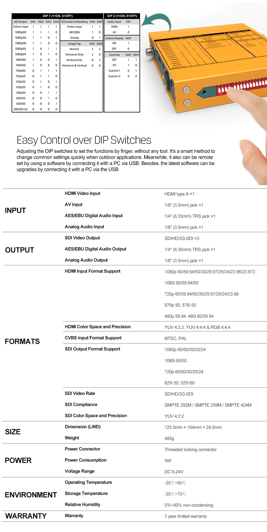 AVMATRIX SC2031 HDMI to 3G-SDI Scaling Converter