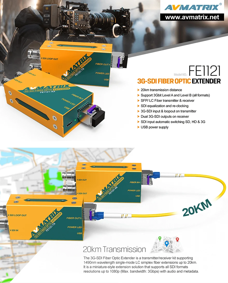 FE1121 3G-SDI Fiber Optic Extender