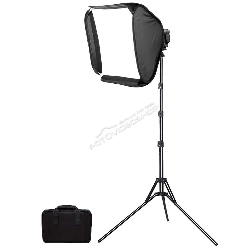 SET softbox 40 x 40 cm pre systémové blesky + Statív 185cm