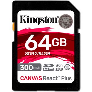 Kingston 64GB Canvas React Plus SDXC UHS-II 300R/260W U3 V90 pre Full HD/4K/8K